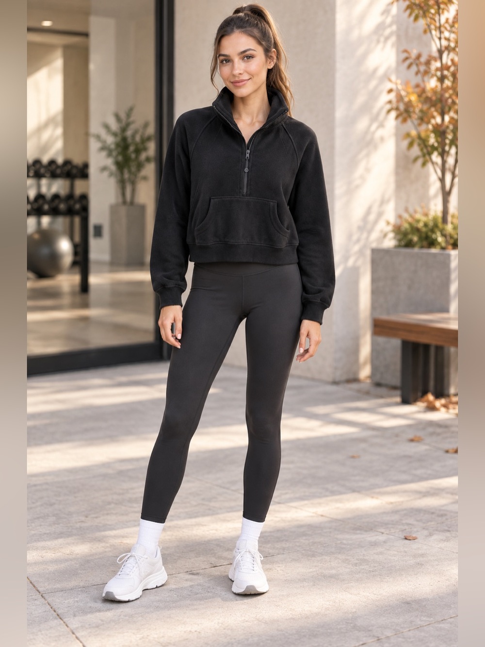 Lululemon Black Half-Zip Pullover Hoodie - Women
